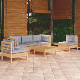 Set mobilier gradina cu perne gri, 6 piese, lemn de pin GartenMobel Dekor, vidaXL