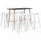 vidaXL Set mobilier de bar, 7 piese, negru și alb