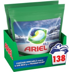 Detergent de rufe capsule Ariel All in One Arctic Edition, 2x69, 138 spalari