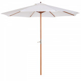 Umbrela cu Stalp de Lemn Rezistent Outsunny, bej &Phi;270 x 250A cm | Aosom Romania