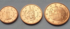 Set 3 monede 1, 2, 5 cents 2006 San Marino, unc, km#440-442 foto