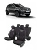 Set huse scaune compatibile Dacia Duster 2010-2017 Piele + Textil (Compatibile cu sistem AIRBAG)