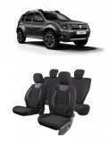 Cumpara ieftin Set huse scaune compatibile Dacia Duster 2010-2017 Piele + Textil (Compatibile cu sistem AIRBAG)