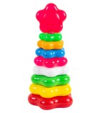 Piramida Bebe 30 Cm cu Stea, Jucarie Educativa de Sortat din Plastic Non-Toxic, Varsta 1-3 Ani, Produs Ucraina