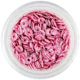 Paiete rotunde &icirc;n formă de disc - roz deschis cu dungi roz, INGINAILS