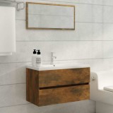 VidaXL Set mobilier de baie, 2 piese, stejar fumuriu, lemn prelucrat