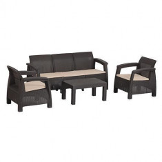 Set mobilier gradina/terasa, maro, ratan sintetic, 1 masa, 2 fotolii, 1 canapea, Bahama GartenVIP DiyLine foto