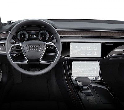 Folie Protectie Navigatie Audi A8 2021+, Duragon, protectie Display Navigatie si Display AC, silicon Transparent, Anti-zgarieturi, kit instalare foto