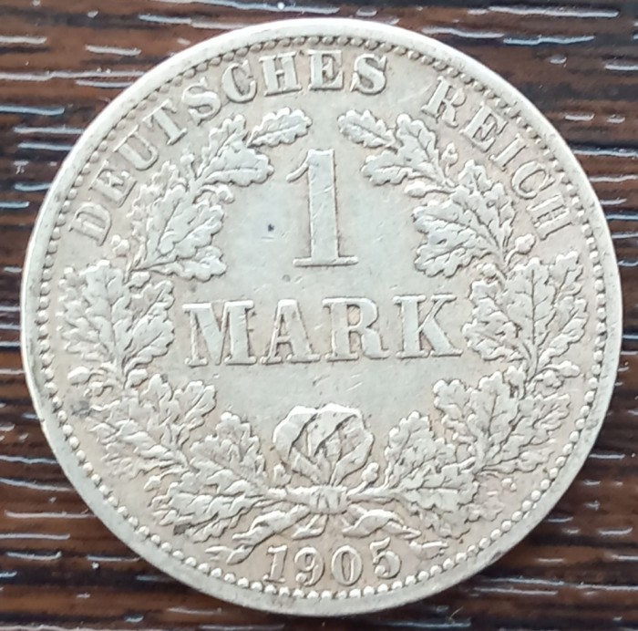 (A224) MONEDA DIN ARGINT GERMANIA - 1 MARK 1905, LIT. A, STARE BUNA