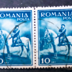 ROMANIA 1932 Lp 97 Carol II calare 1v pereche orizontala stampilate