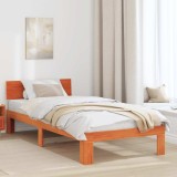 VidaXL Cadru de pat cu headboard Maro 100 x 200 cm Lemn masiv de pin 872667