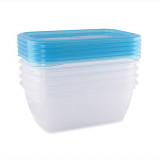 Set 5 recipiente rectangulare cu capac pentru pastrarea hranei 0.5 litri transparent, Lorelli