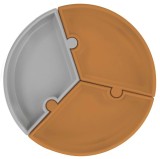 Cumpara ieftin Farfurie Puzzle Minikoioi, 100% Premium Silicone &acirc;&euro;&ldquo; Woody Brown/Powder Grey