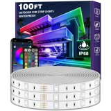 Banda LED RGB exterior 30M, LETIANPAI, IP68 waterproof, control app si telecomanda, sincronizare muzica, pentru balcon, terasa, piscina