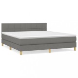 Cumpara ieftin Pat continental cu saltea, gri inchis, 160x200 cm, tesatura