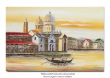 Cumpara ieftin Tablou pictat manual, Peisaj venetian (4), stilizat - 90x60cm ulei pe panza in cutit efect 3D