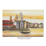 Tablou pictat manual, Peisaj venetian (4), stilizat - 90x60cm ulei pe panza in cutit efect 3D