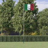 Steag Italia cu St&acirc;lp Aluminiu 6.23m vidaXL - Steag National Poliester, St&acirc;lp Reglabil, Rezistent Intemperii, Suport Sol Inclus