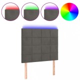 Cumpara ieftin Tablie de pat cu LED, gri inchis, 90x5x118/128 cm, catifea