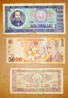 C721-Lot 3 buc. Bancnote Romania moderna. Pret pe lot. foto