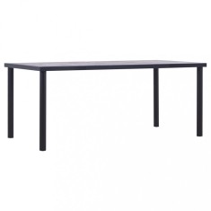 vidaXL Masă de bucătărie, negru &amp; gri beton, 180 x 90 x 75 cm, MDF