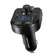 Modulator FM Bluetooth, transmitator MP3, 12/24 V, 2x USB cu functie de incarcator 3.1A si 1.0A, negru