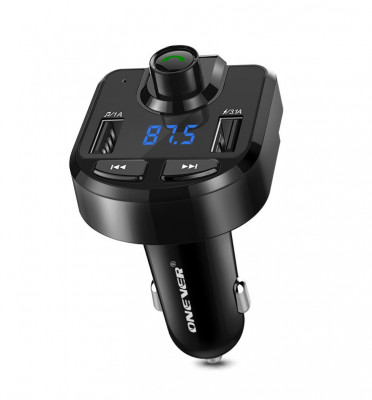 Modulator FM Bluetooth, transmitator MP3, 12/24 V, 2x USB cu functie de incarcator 3.1A si 1.0A, negru foto