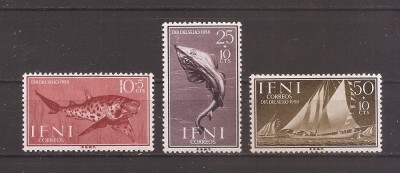 IFNI 1958 - Ziua timbrului - Pești și nava, MNH foto