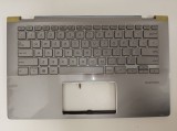 Carcasa superioara cu tastatura palmrest Laptop, Asus, ZenBook 14 UX462D, UX462DA, 90NB0MK1-R31UI1, 3BBKRTAJN20, UX462DA-2G, iluminata, argintie, layo