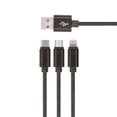 Cablu date si incarcare 3in1, incarcare rapida 100 cm - Negru foto