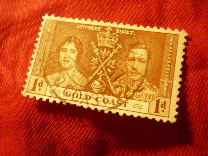 Timbru Gold Coast 1937 colonie britanica , 1p brun stampilat