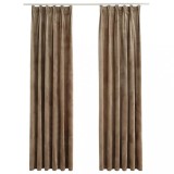 Cumpara ieftin Draperii opace cu carlige, 2 buc., bej, 140x245 cm, catifea