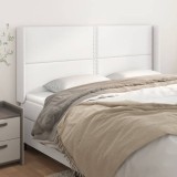 Gossi tablie de pat cu aripioare, alb, 183x16x118/128 cm, piele eco