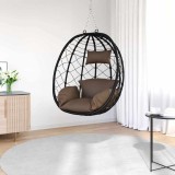 Scaun cu cuib , tip ou, fără suport, din rattan poly, colorat maro