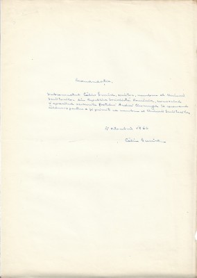 A3566N Călin Gruia (Chiril Gurduz), act scris și semnat olograf, 1966 foto