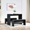 VidaXL Set masă și bănci de bucătărie, 3 piese, negru, lemn prelucrat 855531
