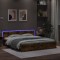 Gossi cadru de pat cu tablie si led, stejar fumuriu, 200x200 cm