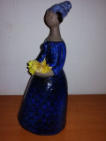 Vaza ceramica albastra forma femeie Elsi Bourelius Jie Gantofta Suedia 29.5 cm