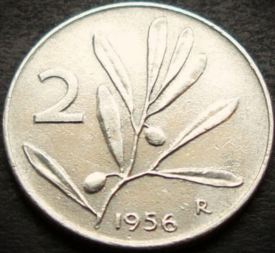 Moneda 2 LIRE - ITALIA, anul 1956 *cod 5082 - RARA foto