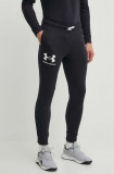 Under Armour pantaloni barbati, culoarea negru, neted 1361642-001