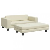 Cumpara ieftin Canapea copii cu taburet crem 100x50x30cm piele ecologica