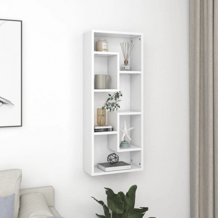 Gossi raft de perete, alb, 36x16x90 cm, lemn prelucrat