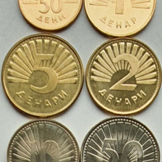set 6 monede Macedonia 50 deni 1, 2, 5, 10, 50 Dinari 1993 - 2008 UNC - A026