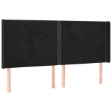 Cumpara ieftin Tablie de pat cu aripioare, negru, 203x16x118/128 cm, catifea