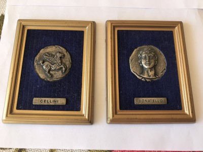 Deosebit lot de 2 aplice de perete vechi,marccat ,Cellini -Donattelo,de colectie foto
