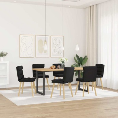 Gossi scaune de sufragerie 6 buc. negru material textil foto