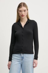 Abercrombie &amp; Fitch bluza femei, culoarea negru, neted, KI139-5202