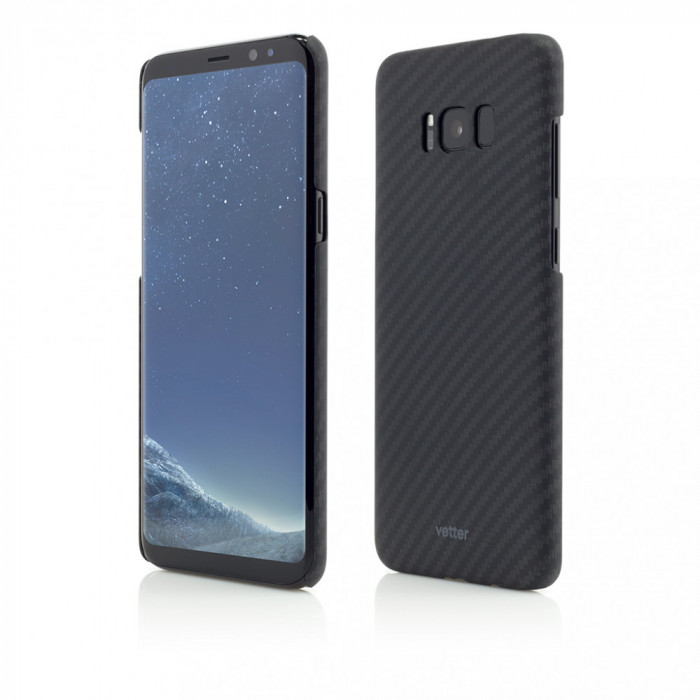 Husa Vetter pentru Samsung Galaxy S8 G950, Smart Case Carbon Design, Rubber Feel, Negru
