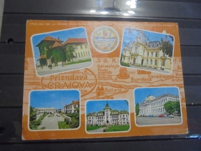 R.S.R. - CRAIOVA , 5 POZE CU CLADIRI EMBLEMATICE - 1750 ANI DE LA PRIMAMENTIUNE DOCUMENTARA A ASEZARII DACO- GETICE PELENDAVA - CIRCULATA, TIMBRU SEC foto