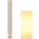 HOMCOM Lampadar de coloana din in pentru sufragerie cu comutator pe picior, 2 x soclu E27, 120 cm, bej | Aosom Romania